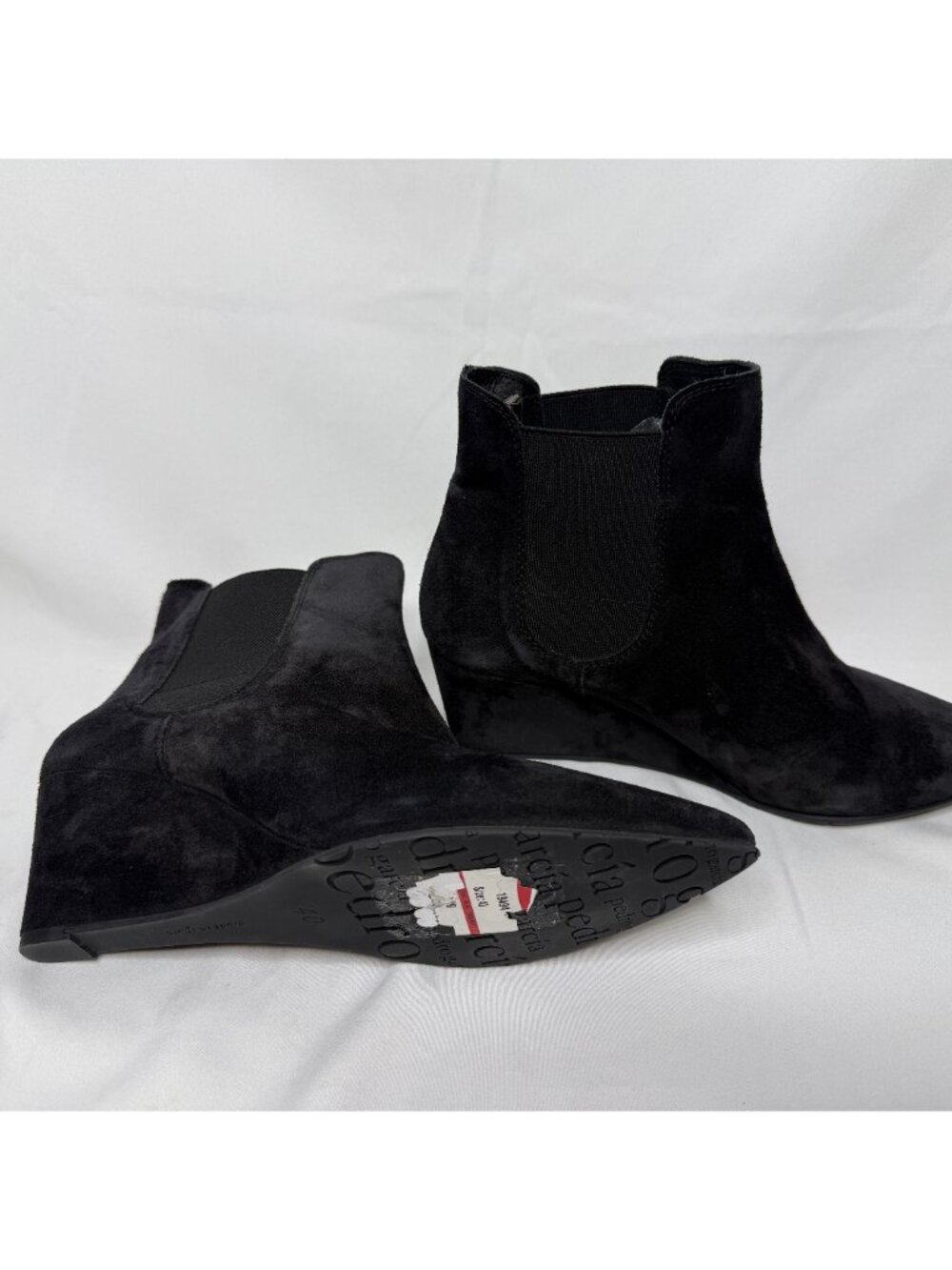 NEW PEDRO GARCIA OLIE BLACK SUEDE WEDGE ANKLE BOOTIE SIZE 40 BOOTS